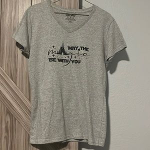 Disney May the Magic Be With You Medium Grey V-Neck Shirt